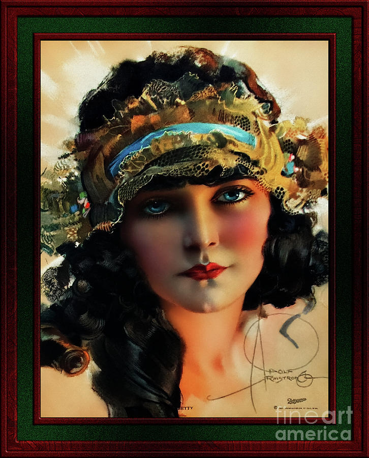A Lovely Boudoir Bandeau On A 1920s Beauty by Rolf Armstrong Vintage Art Xzendor7 Reproductions Painting by Rolando Burbon