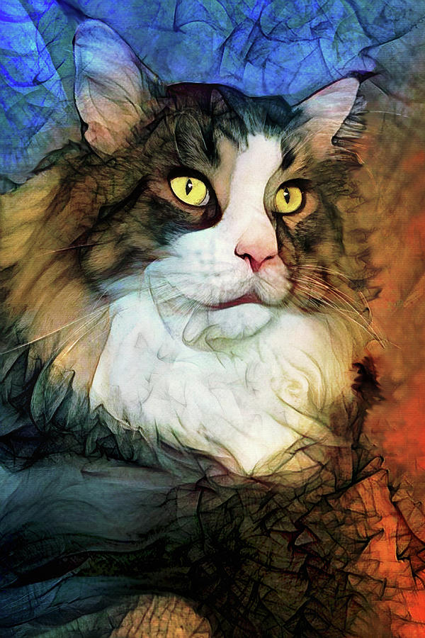 A Maine Coon Cat Named Al Digital Art by Peggy Collins
