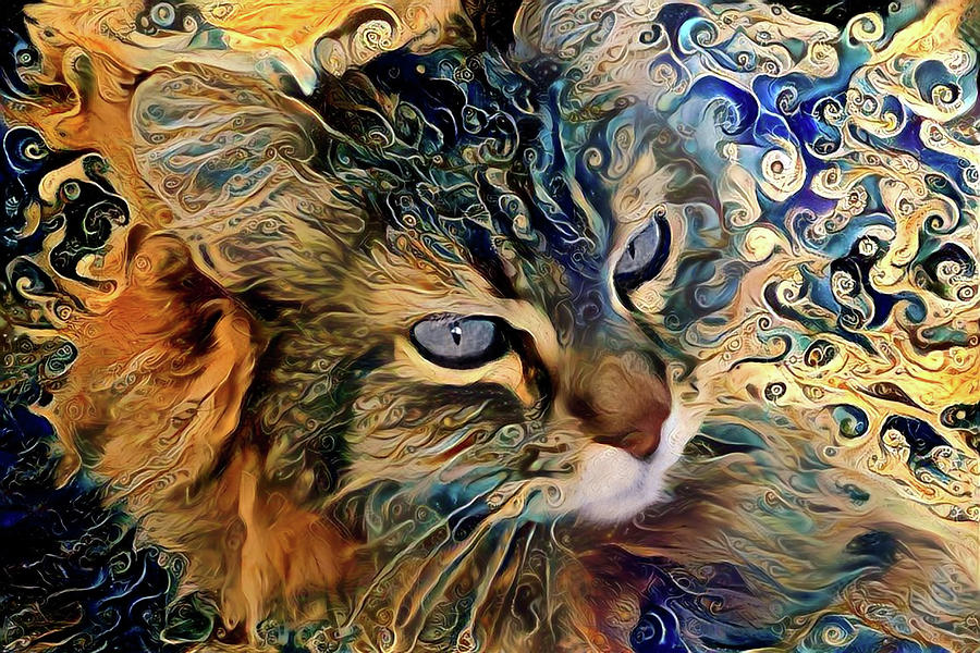 A Norwegian Forest Cat Named Sophie Digital Art by Peggy Collins