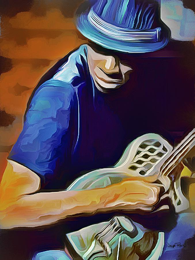 A Man and His Guitar Painting by Wayne Pascall