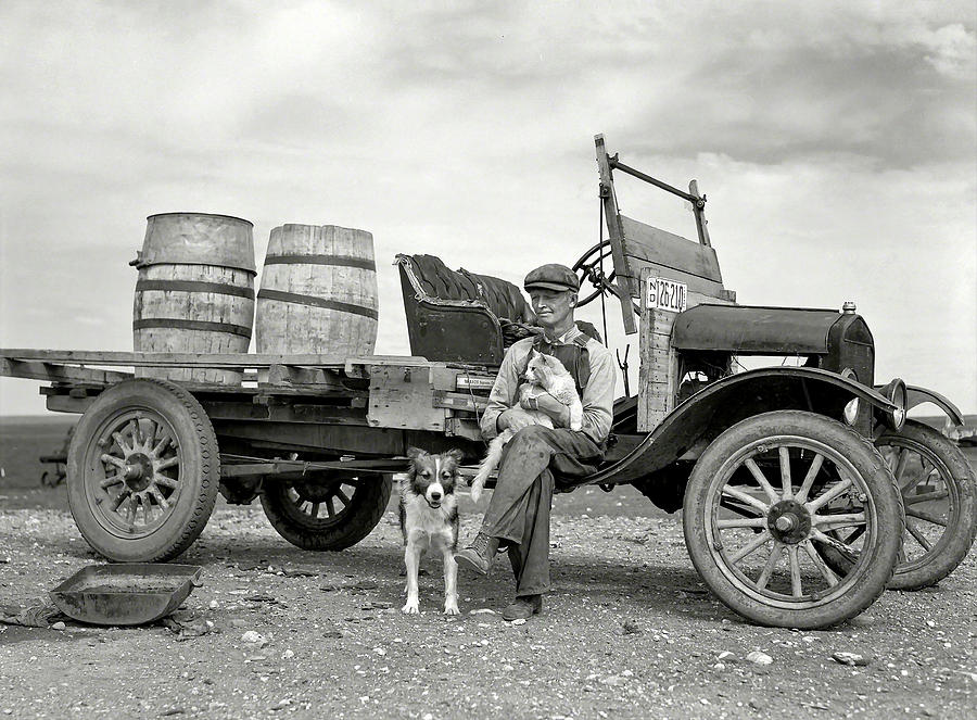 A Man and his Model TT Ford Truck and Pets Photograph by DK Digital A Man and his Model TT Ford Truck and Pets Photograph by DK Digital