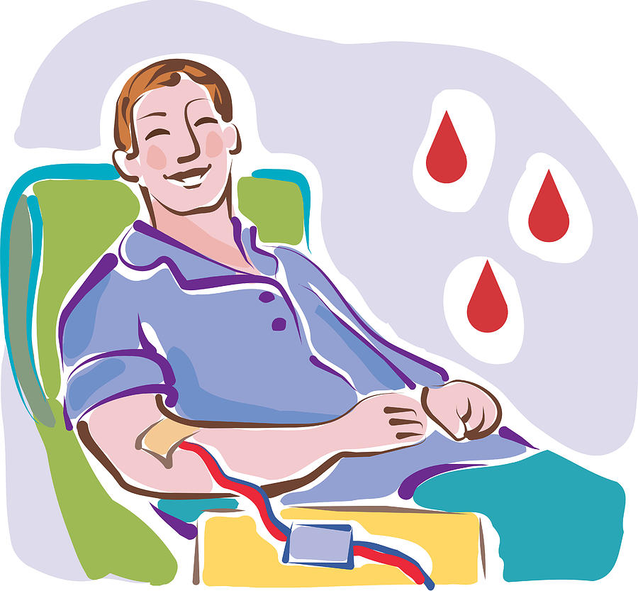 A man donating blood Drawing by Nadia Richie Studio