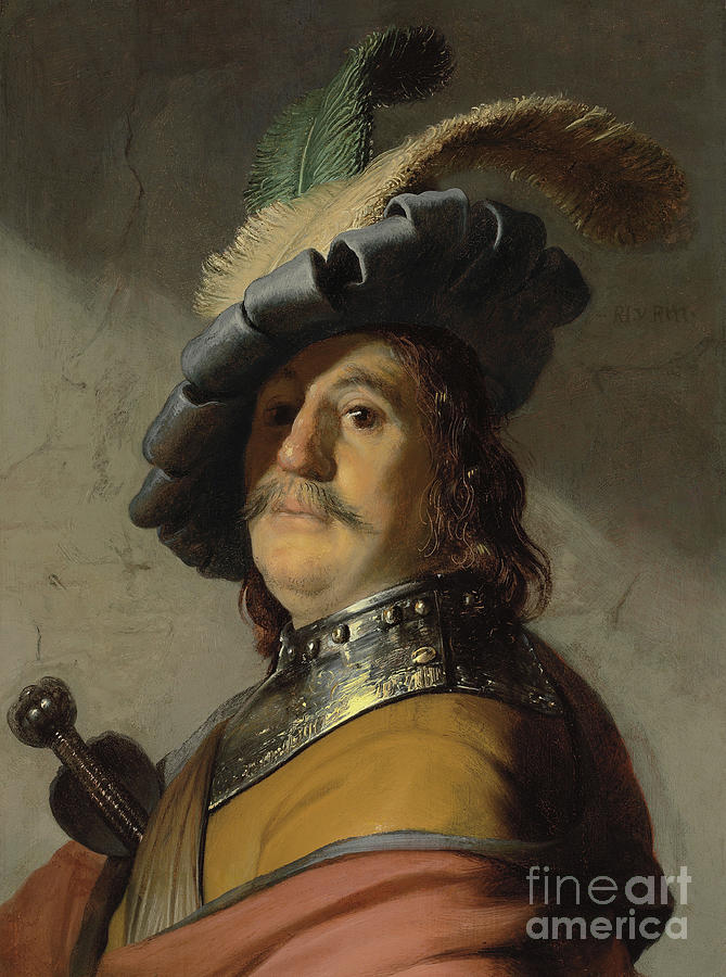 A man in a gorget and cap Painting by Rembrandt Harmensz van Rijn