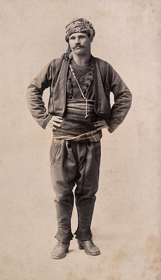 A man in Ottoman traditional costume. Photograph , ca. 1870 Painting by Artistic Rifki