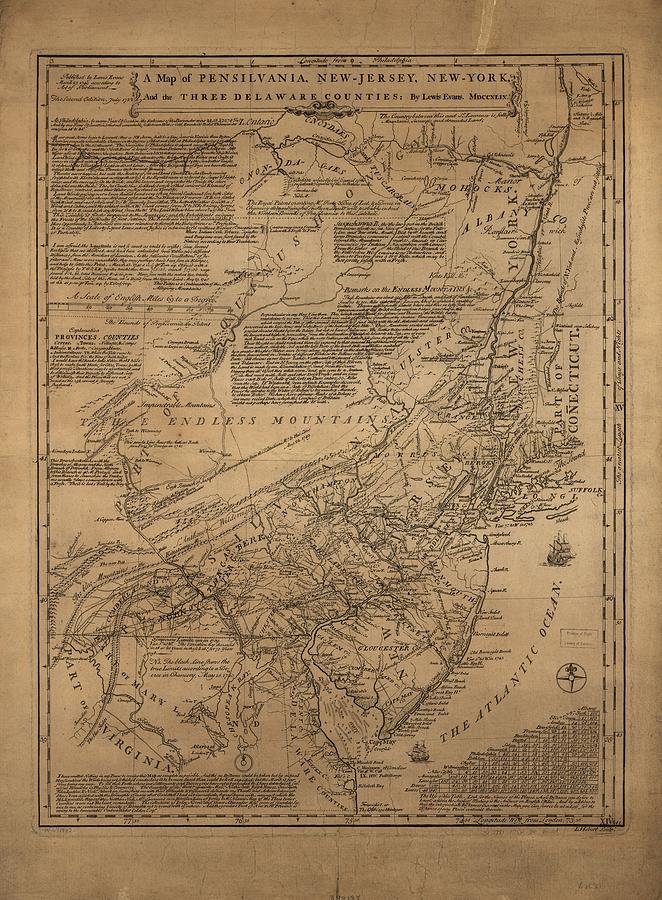 A Map Of Pensilvania, New-jersey, New-york, And The Three Delaware Counties. Loc 74691942 Painting