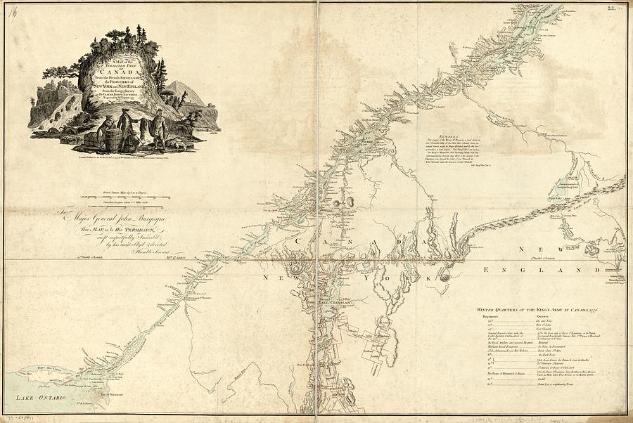 A map of the inhabited part of Canada from the French surveys, with the frontiers of New York and Ne Painting by MotionAge Designs