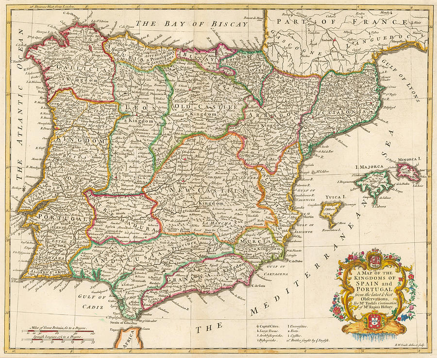 A Map of The Kingdoms of Spain and Portugal from the latest best ...