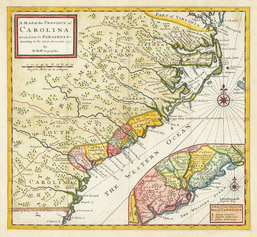 A Map of the Province of Carolina Divided into its Parishes c According ...