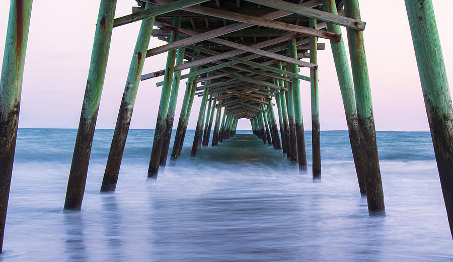 A March Sunset at Bogue Inlet Pier - Emerald Isle North Carolina Photograph by Bob Decker