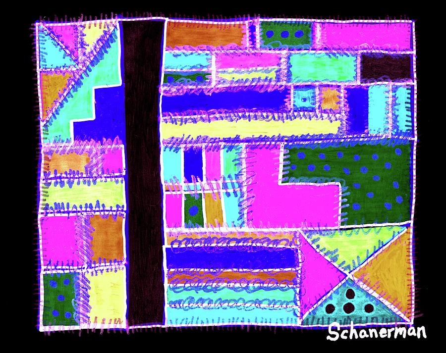 a - MAZE - ing Colors Techno Pop Drawing by Susan Schanerman