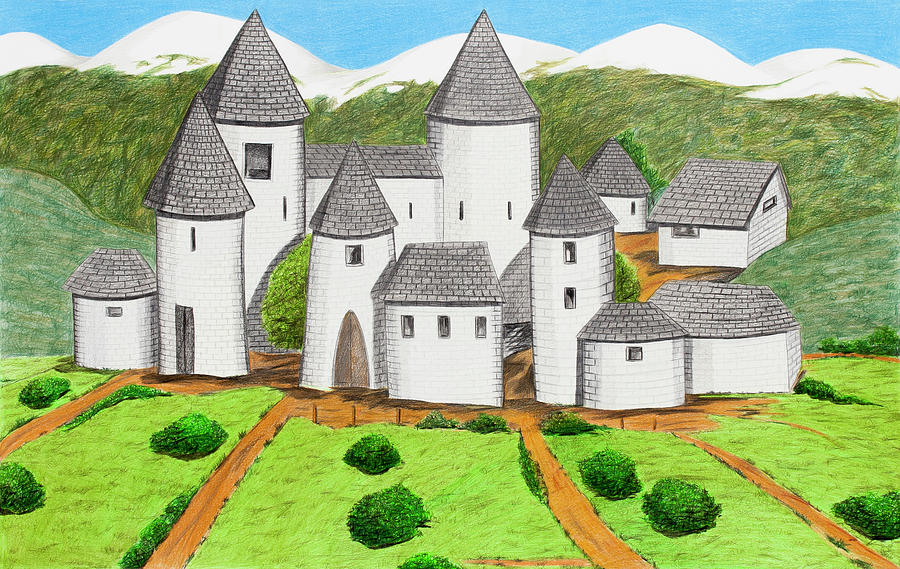 medieval village with castle