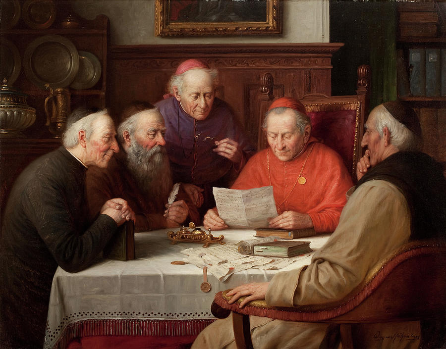 A Meeting of the Cardinals, Catholic Clergymen Painting by Josef  Wagner-Hohenberg - Fine Art America