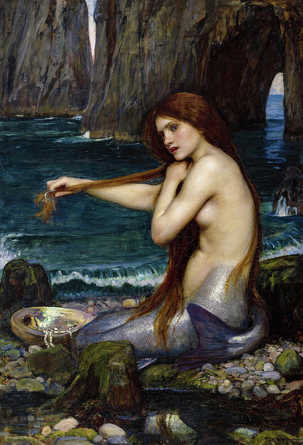 Mermaid Painting - A Mermaid, 1900 by John William Waterhouse RA