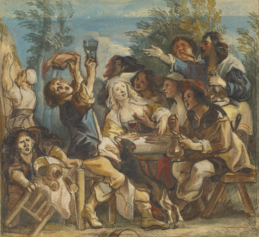 Jacob Jordaens Painting - A Merry Company  by Jacob Jordaens