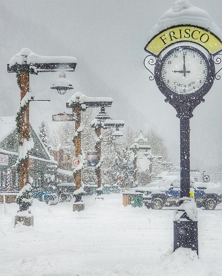 A Minute Before 9AM On A Snowy Morning In Frisco Colorado  Photograph by Fiona Kennard