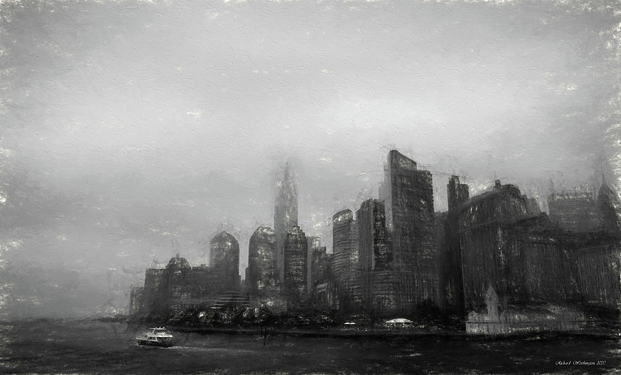 A Misty, Foggy New York City Drawing by Richard Worthington