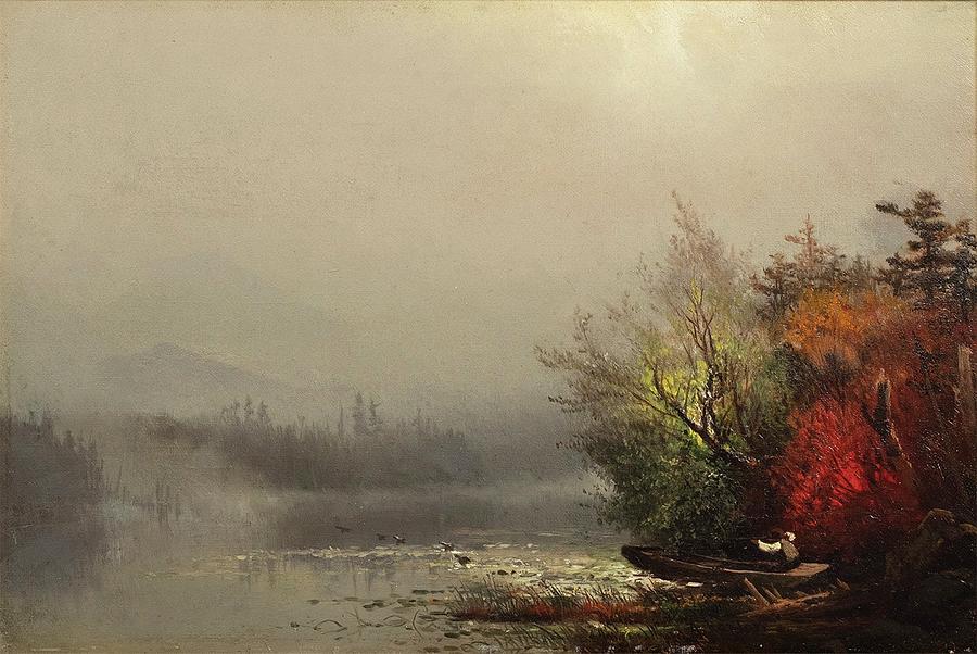 A Misty Mountain Lake by Arthur Parton Painting by MotionAge Designs