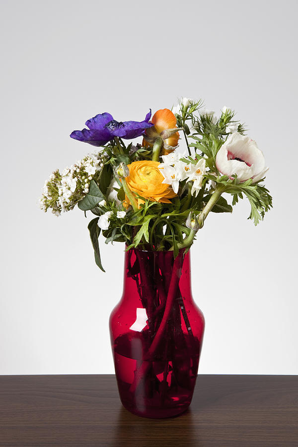 A mixed bunch of flowers in a vase Photograph by Halfdark