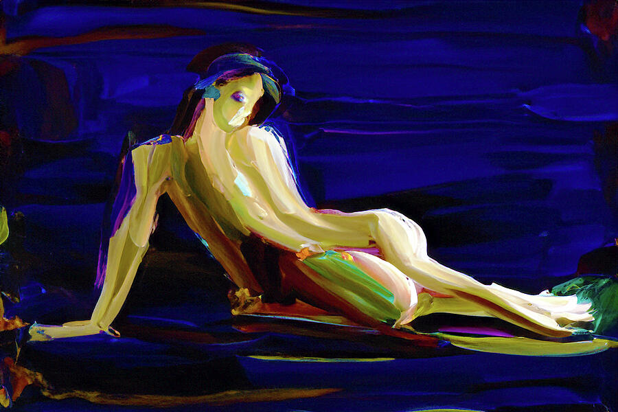 A Model Posing Semi Nude For The Students Mixed Media by Pheasant Run Gallery