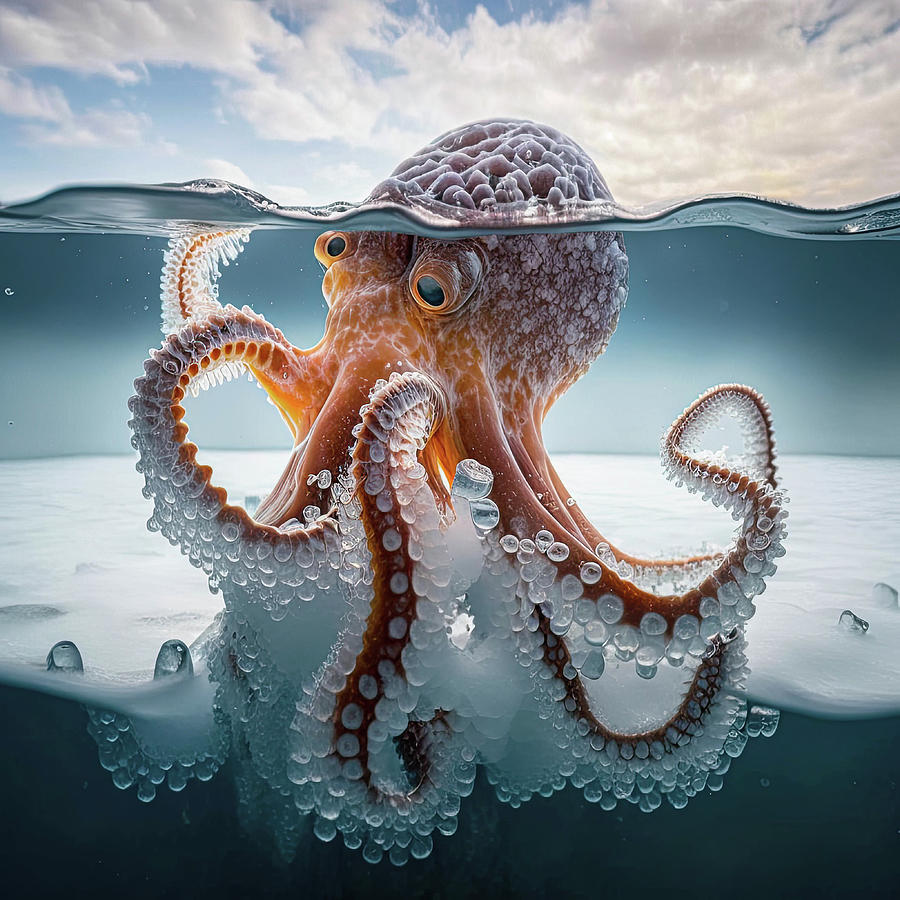 A Moment with an Octopus Digital Art by Zina Zinchik