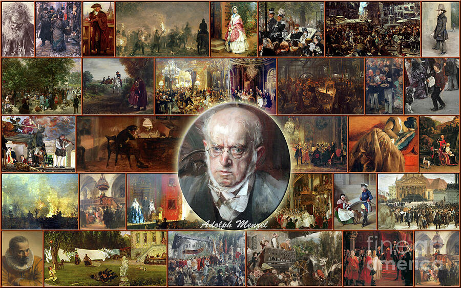 A montage of 33 classical-style paintings of Adolphe Menzel Jigsaw Puzzle