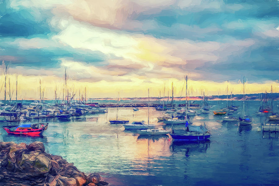 A Monterey Bay Sunset Painterly Effect Photograph by Joseph S Giacalone