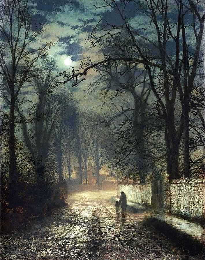 A Moonlit Lane - Larger Size Painting by John Atkinson Grimshaw