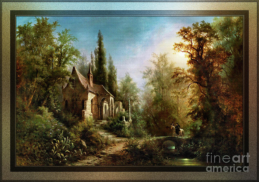 A Moonlit Night Over A Chapel and Riders by Albert Rieger by Xzendor7 A Moonlit Night Over A Chapel and Riders by Albert Rieger by Xzendor7