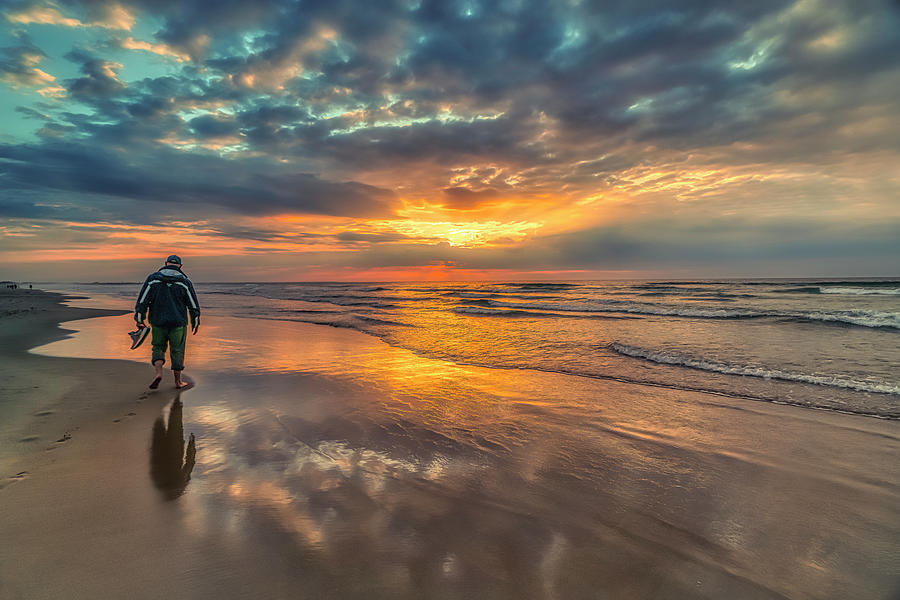 A Morning Stroll on the Beach Photograph by Penny Polakoff