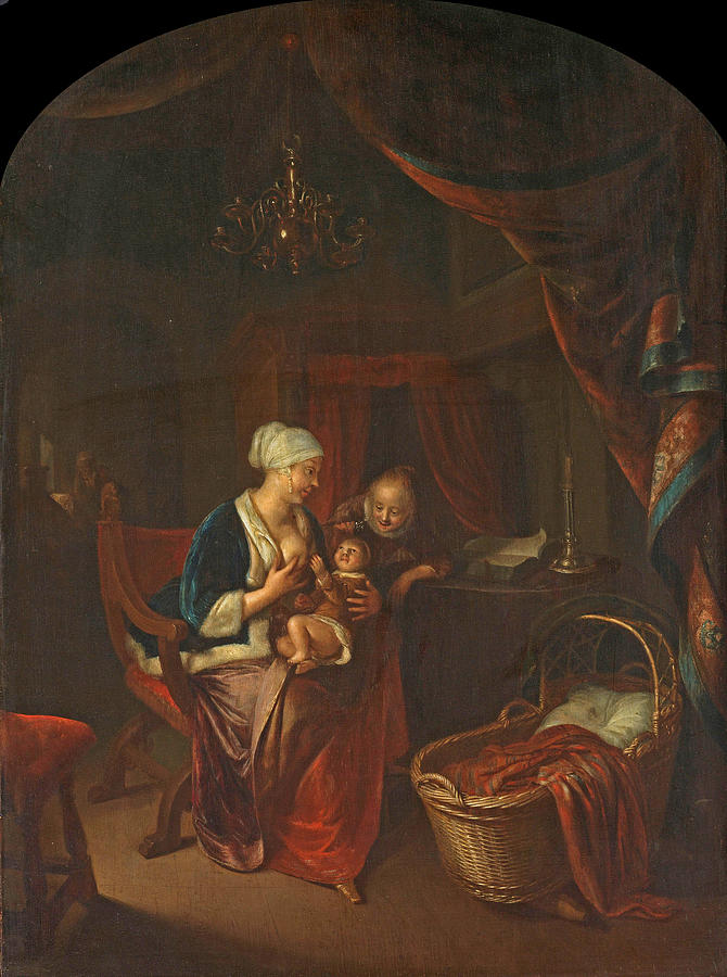 A Mother giving her Child the Breast Painting by Domenicus van Tol