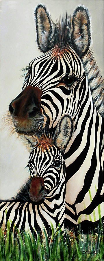 Zebra Painting - A Mothers Pride by Jean R Brown