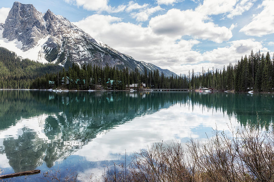 A Mountain, A Lake And A Lodge Photograph