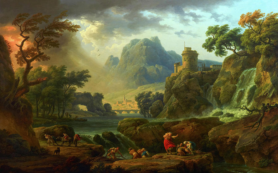 Castle Painting - A Mountain Landscape with an Approaching Storm by Claude-Joseph Vernet