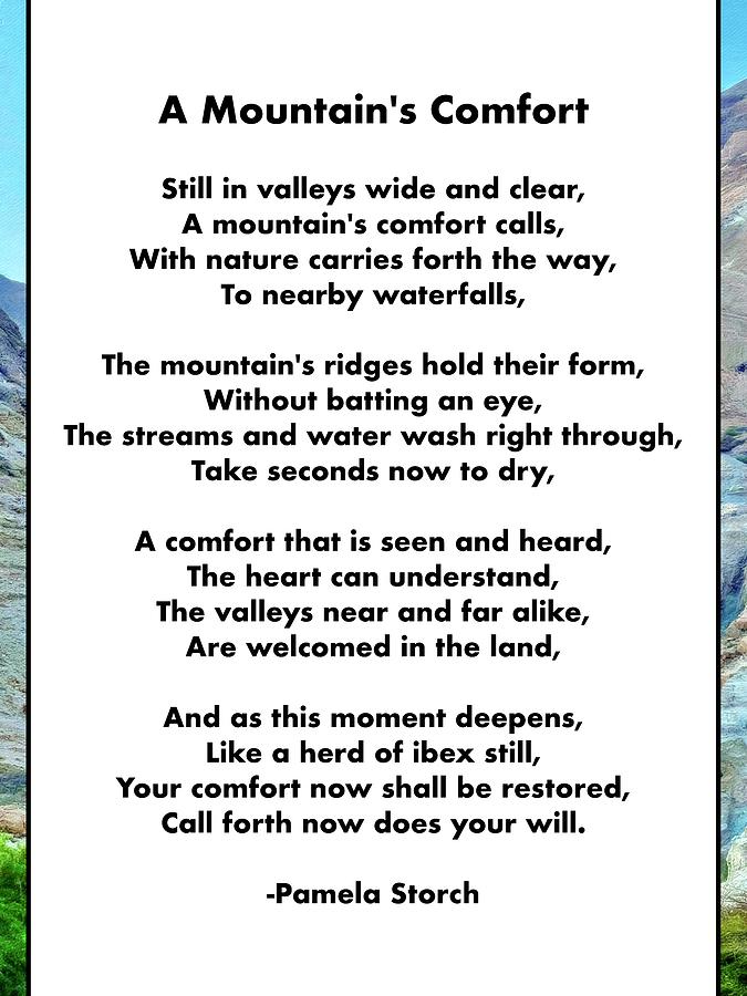 Mountain Digital Art - A Mountains Comfort Poem by Pamela Storch
