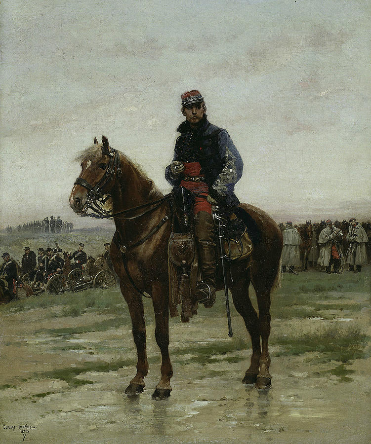A Mounted Officer Painting by Jean Baptiste Edouard Detaille