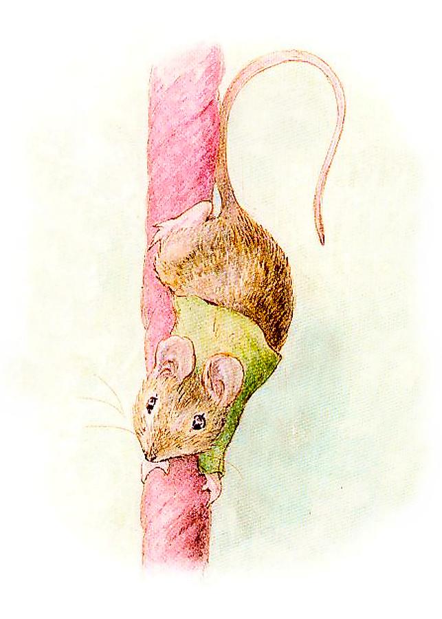 Animal Digital Art - A Mouse Ran Down the Bell Rope by Beatrix Potter by Beatrix Potter