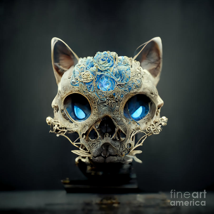 A Mutant Cat Skull Digital Art
