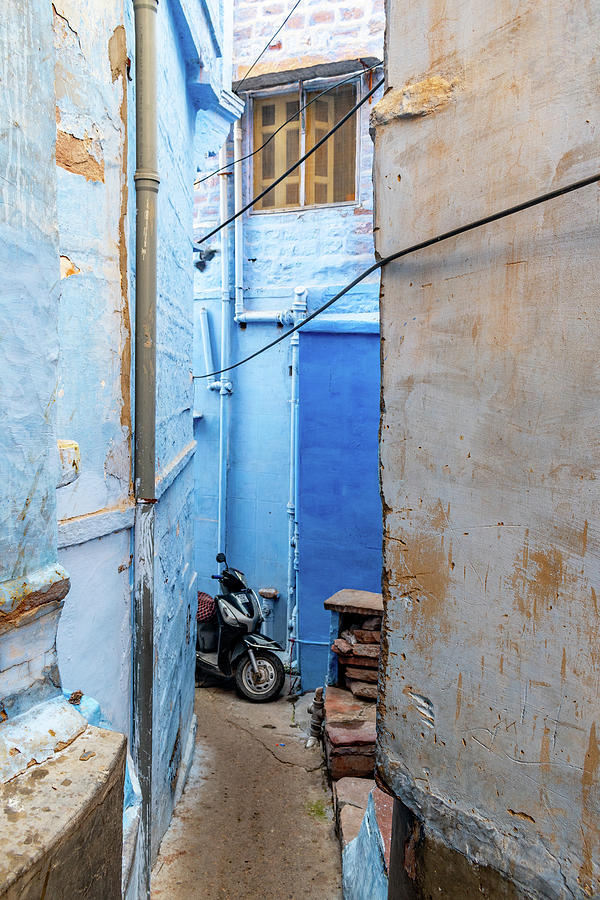 A narrow street in Jodhpur, India Photograph by Andrew Bower - Fine Art ...