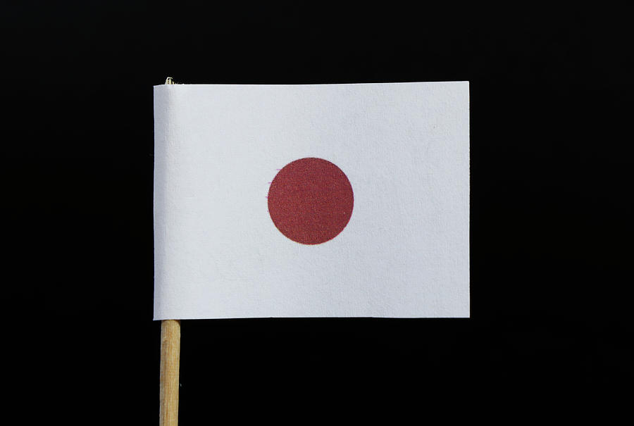Flag of Japan on black background Photograph by Vaclav Sonnek