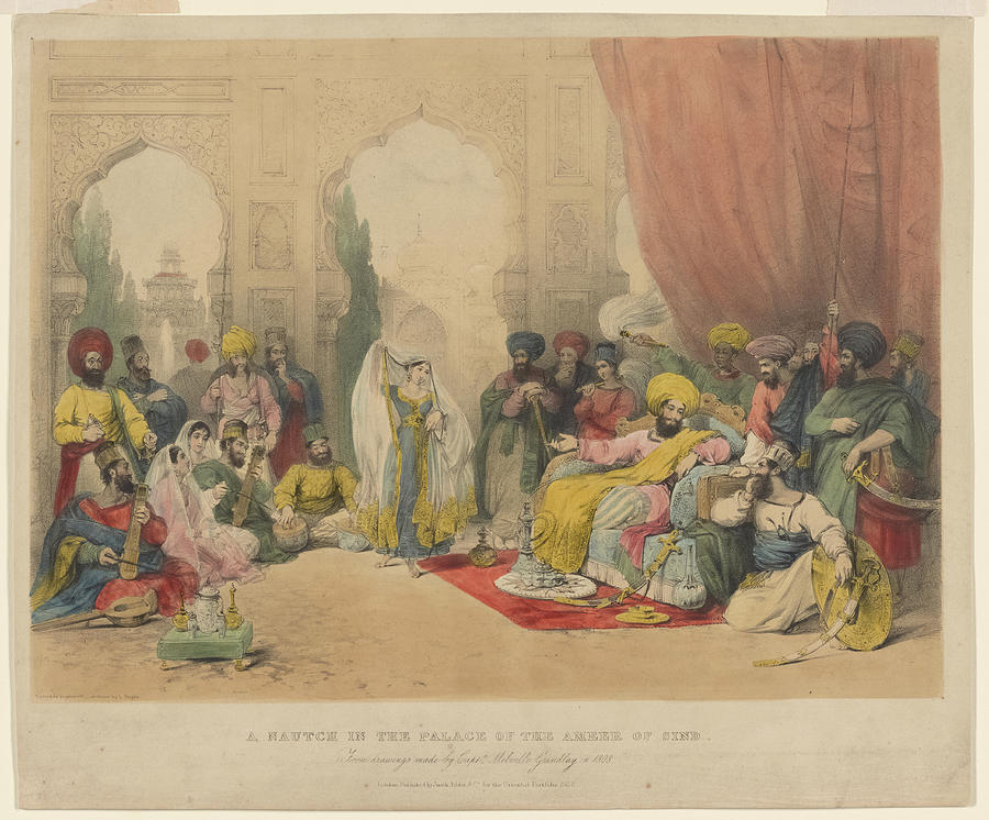 A Nautch in the palace of the Ameer of Sind. From drawings made by Captn Melville Grindlay in 1808 Painting by Artistic Rifki