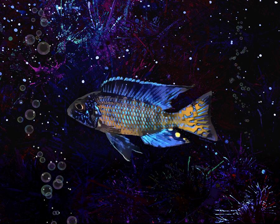 A Neon Blue Peacock African Cichlid Digital Art