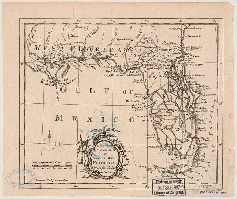 A new and accurate map of east and west Florida, LOC 74696216 Painting