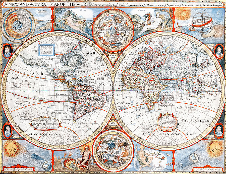 Architecture Drawing - A New And Accvrat Map Of The World  by John Speed