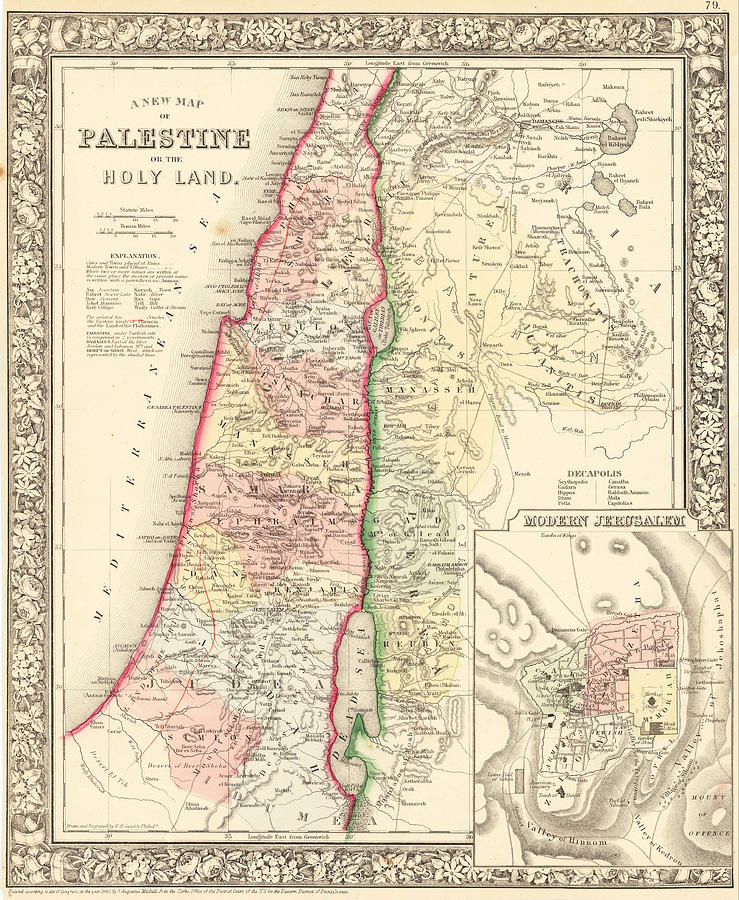 A New Map of Palestine or the Holy Land Philadelphia Painting by Samuel ...