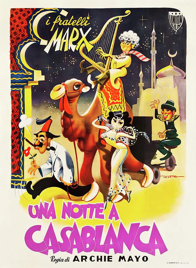 Casablanca Movie Mixed Media - A Night in Casablanca, 1946 - art by Al Hirschfeld by Movie World Posters