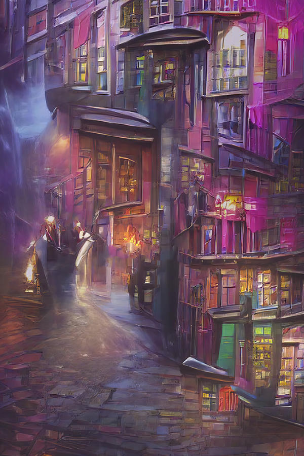 A Night on Diagon Alley Digital Art by Mark Andrew Thomas