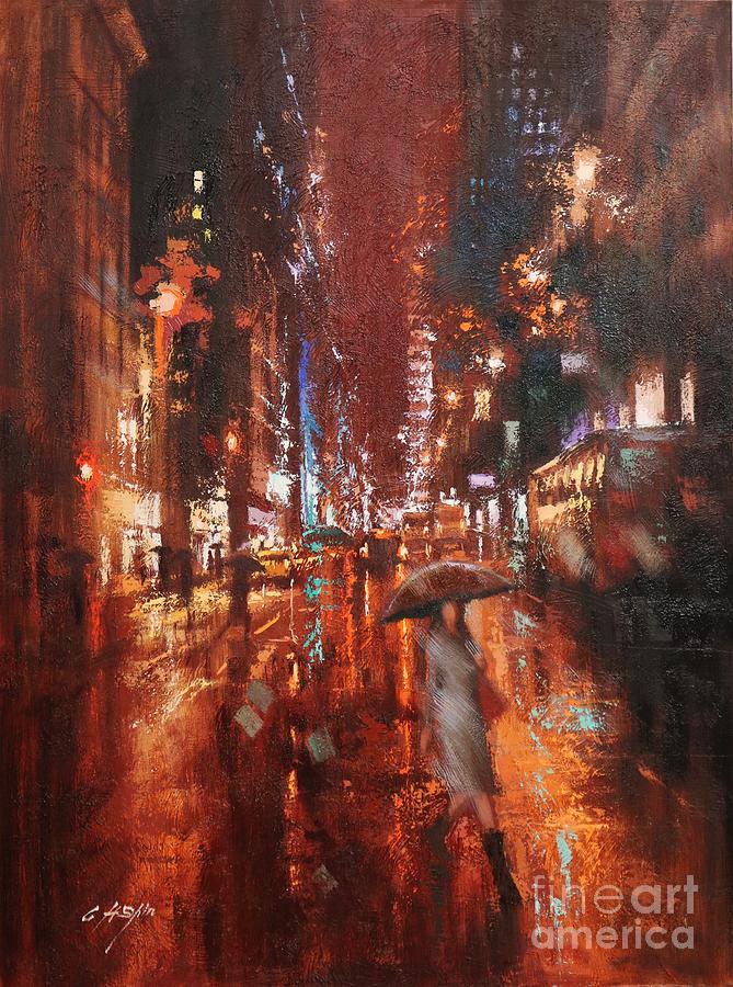 A Night Walk Painting by Chin H Shin