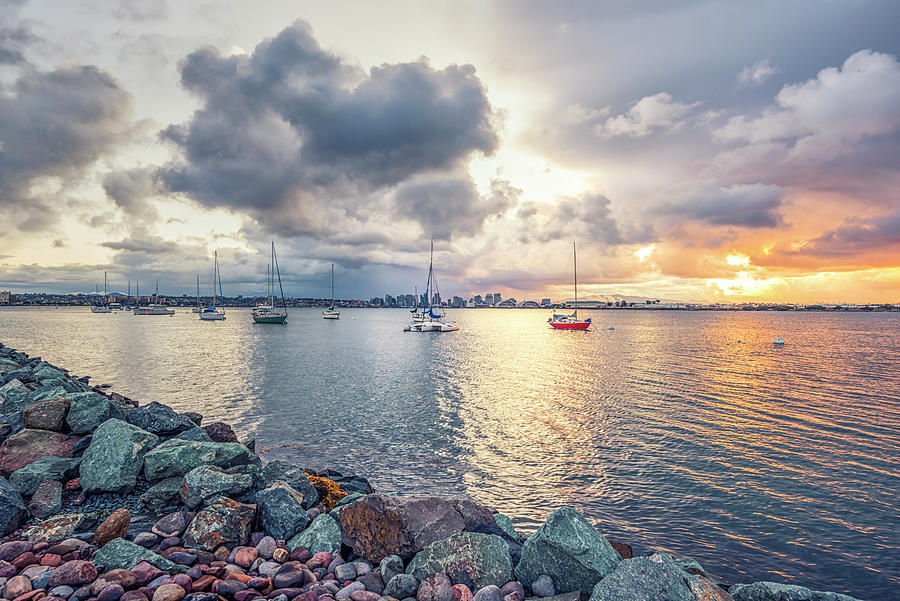 A November Sunrise San Diego Harbor Photograph by Joseph S Giacalone