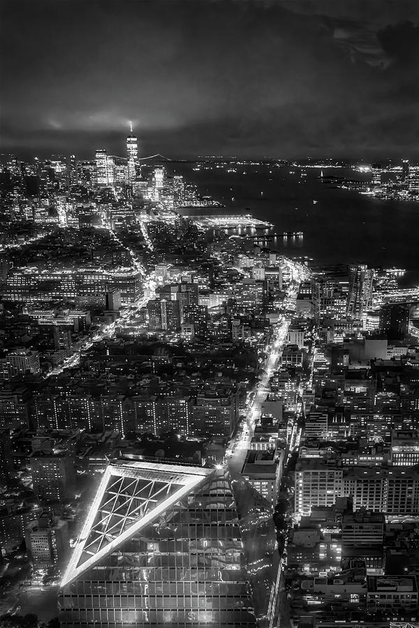 A NYC Skyline Aerial BW Photograph by Susan Candelario