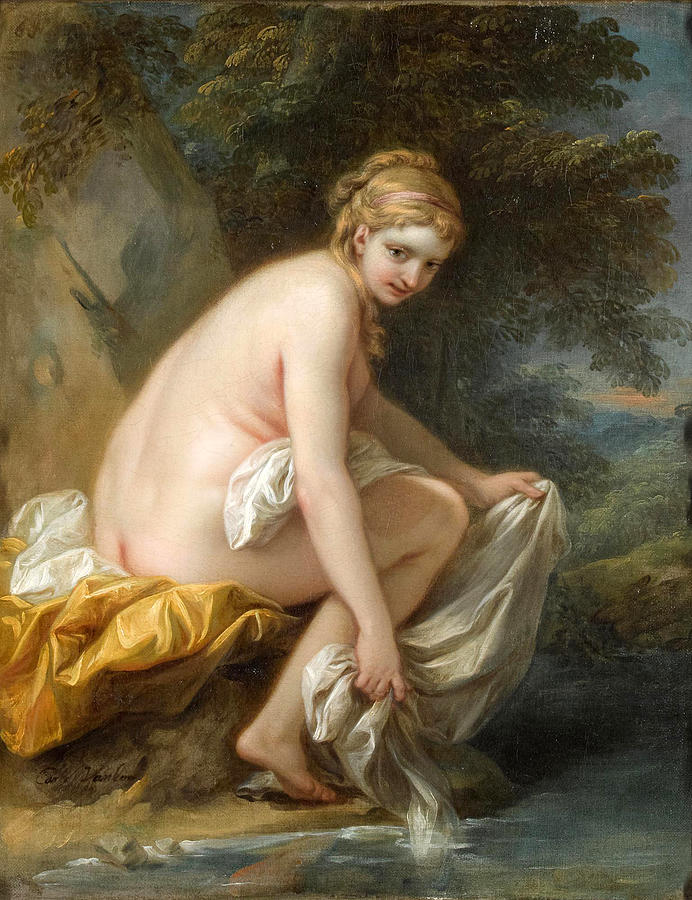  A nymph at her bath Painting by Charles-Andre van Loo